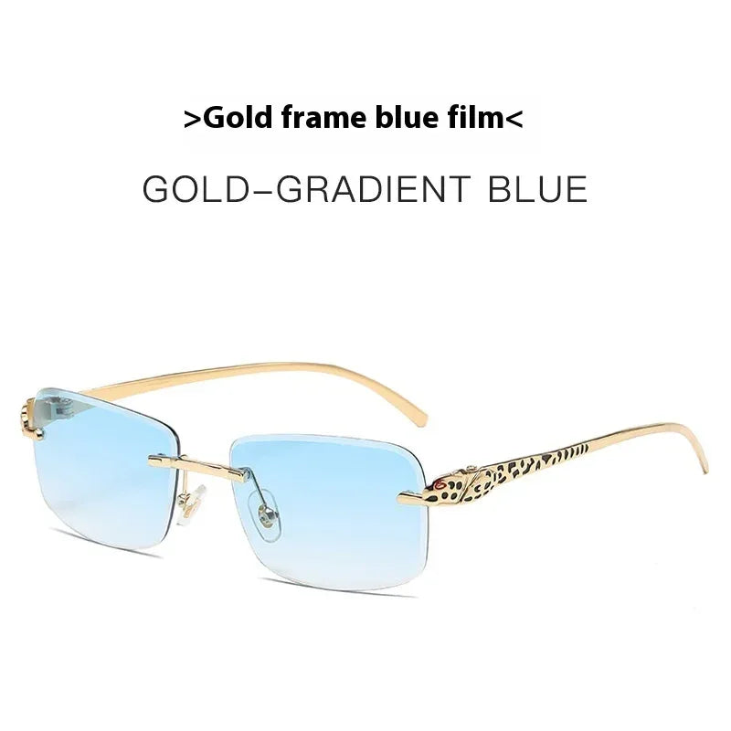 Women's Retro Cheetah Decorative Frameless Square Sunglasses - Viexta