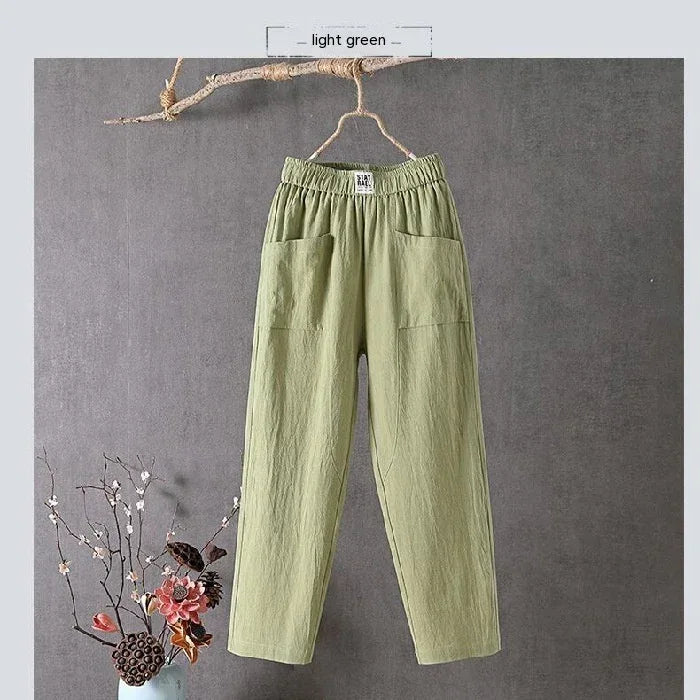 Cotton And Linen Casual Pants - Viexta