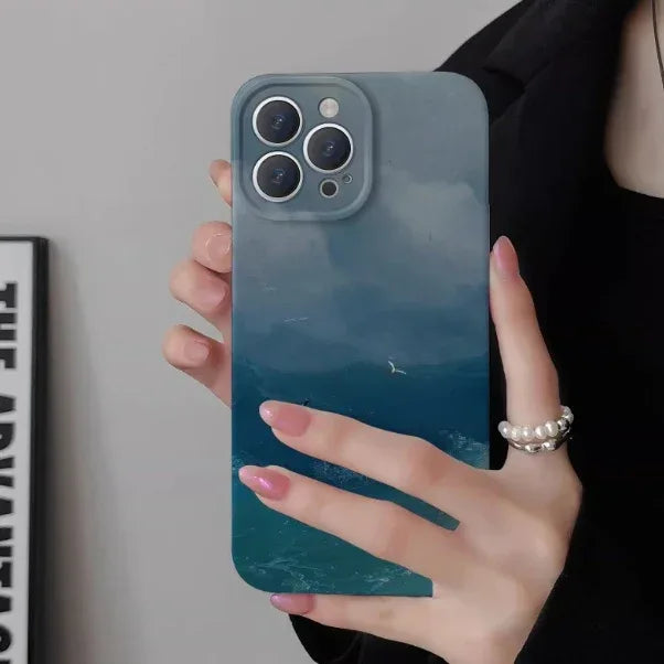 Smooth Ocean Style Oil Painting iPhone Case - Viexta