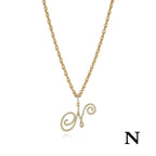 26 Letter Zircon 18k Gold Necklace