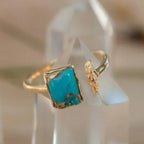 Inlaid Turquoise Open Adjustable Ring - Viexta