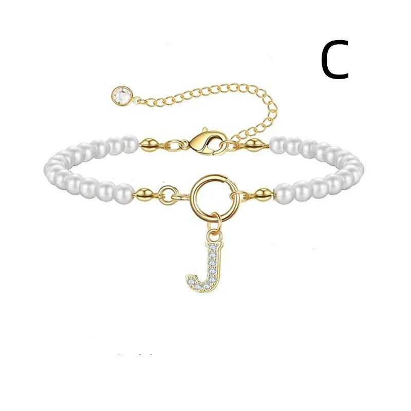 6mm Pearl Bracelet Buckle Letter - Viexta