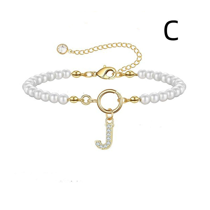 6mm Pearl Bracelet Buckle Letter