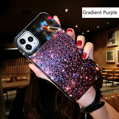 Gradient Rhinestone Mirror Phone Case