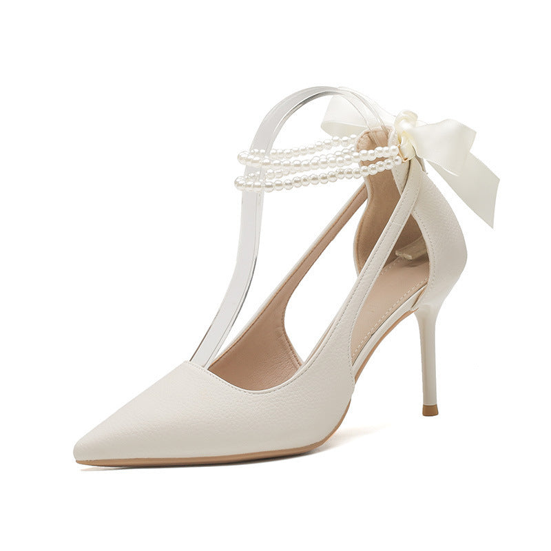 Bow Temperament Bridesmaid Stiletto Heel