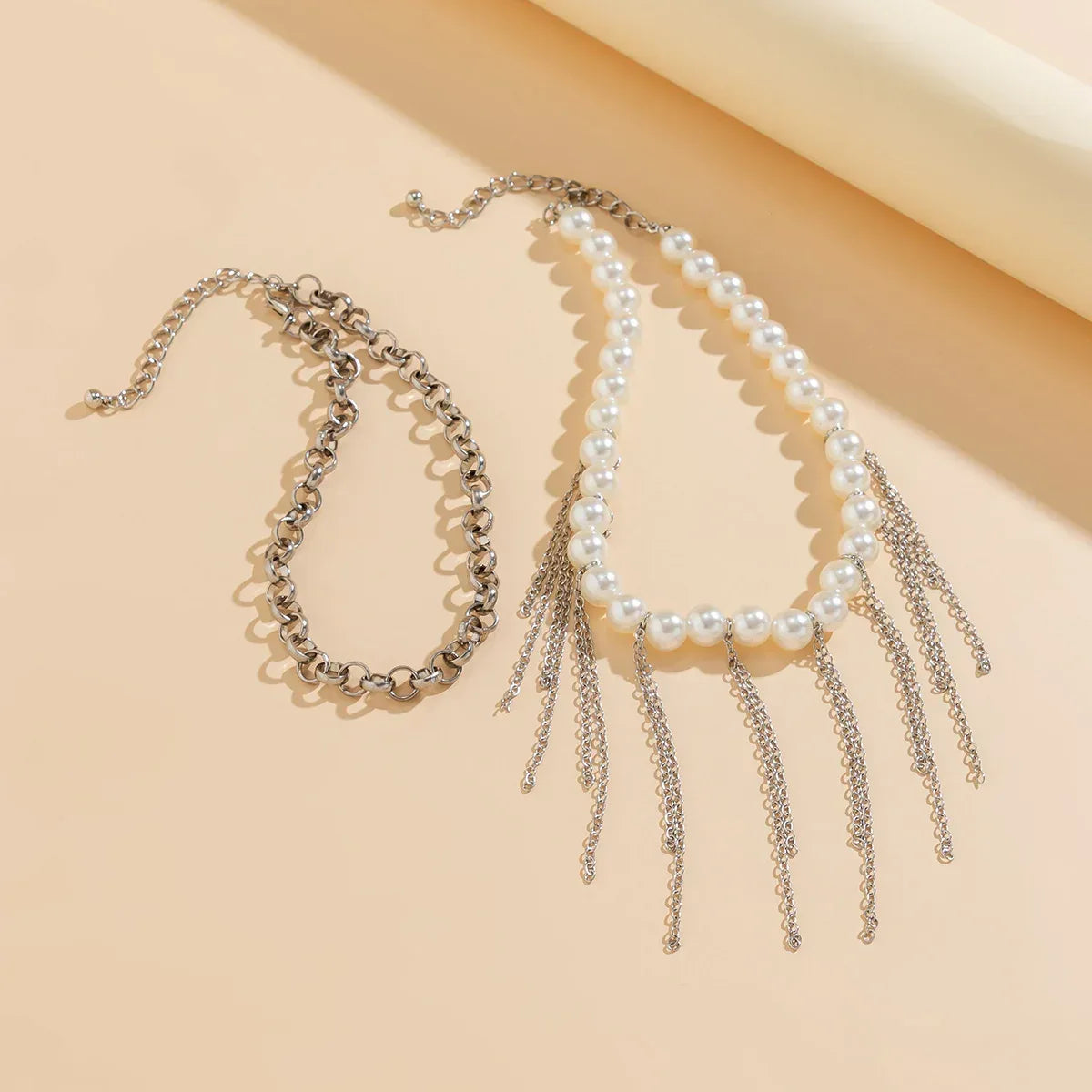 pearl-tassel-double-layer-retro-necklace - Viexta
