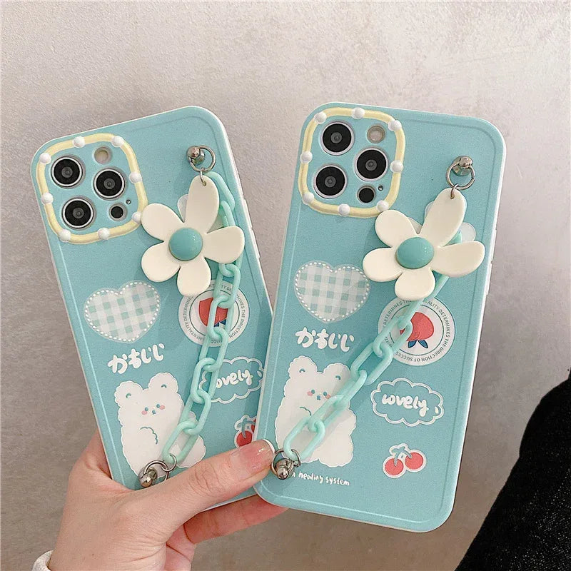 Mint Green Flower Chain iPhone case - Viexta