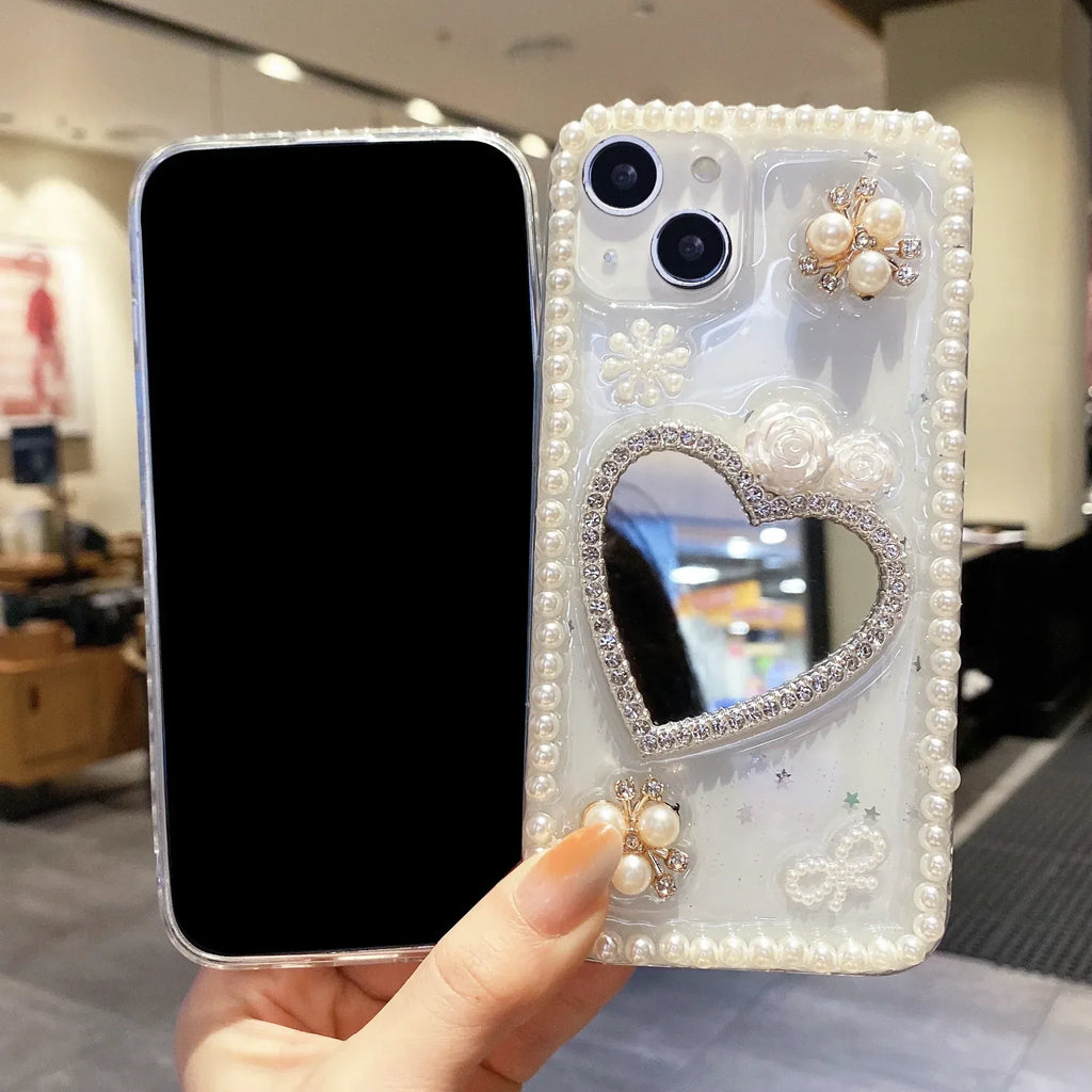 Love Pearl Transparent Mirror iPhone Case - Viexta