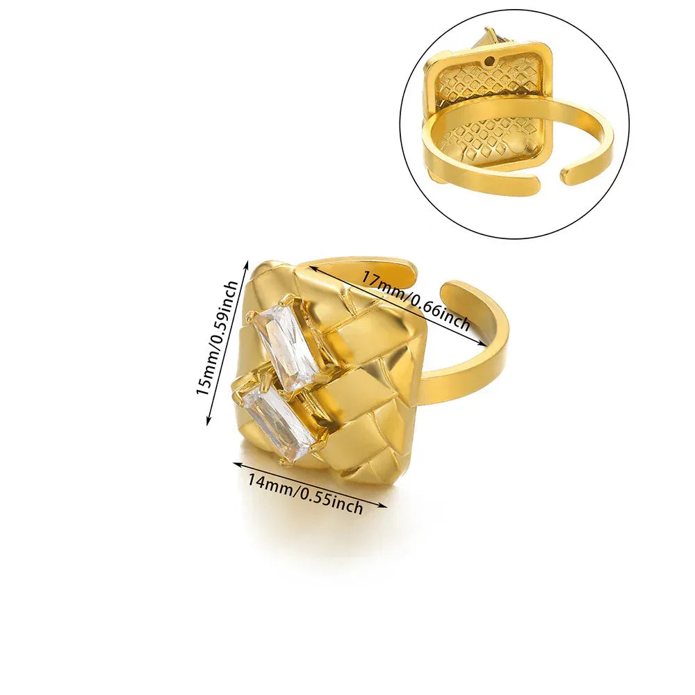 Stainless Steel Pearl Zircon Ring For Women - Viexta