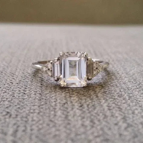 White Zircon Wedding Princess Love Ring - Viexta