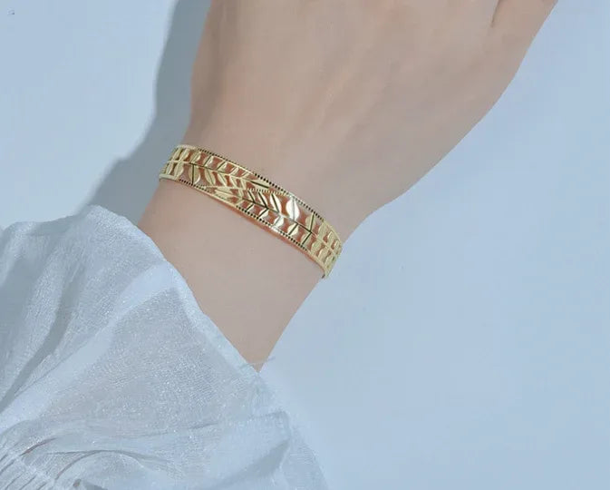 Stainless Steel Leaf Kada - Viexta
