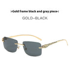 Women's Retro Cheetah Decorative Frameless Square Sunglasses - Viexta