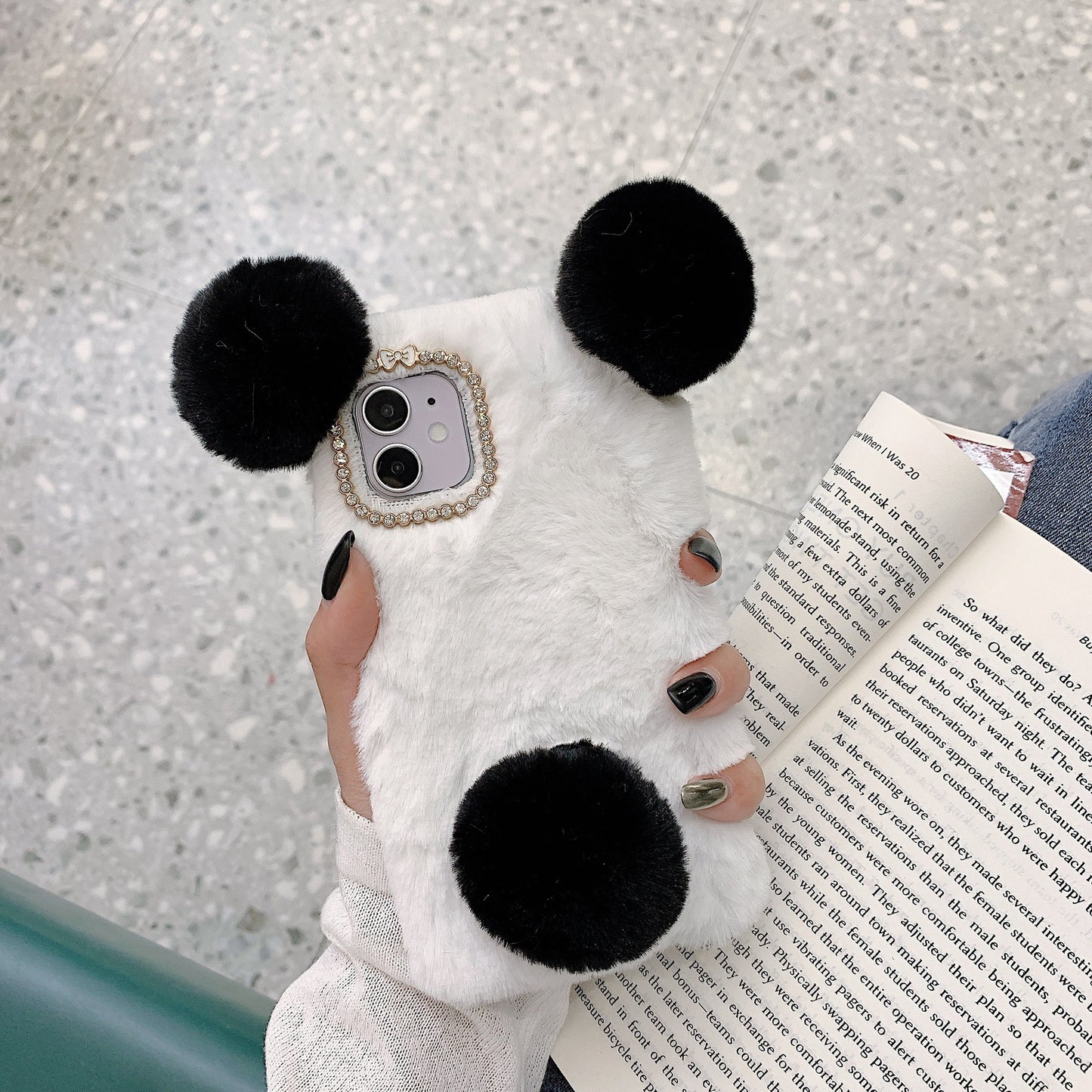 Cute Plush Panda Thermal iPhone Case