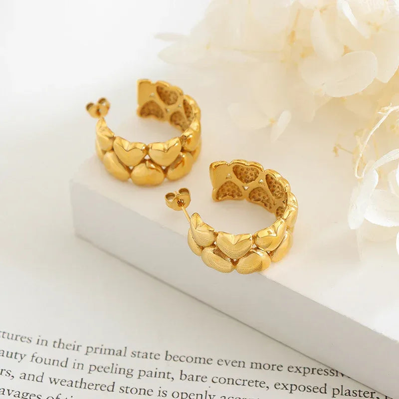 European Peach Heart Earrings - Viexta