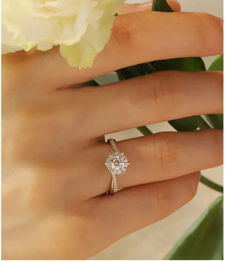 Women's Woven Moissanite Sterling Silver Ring - Viexta