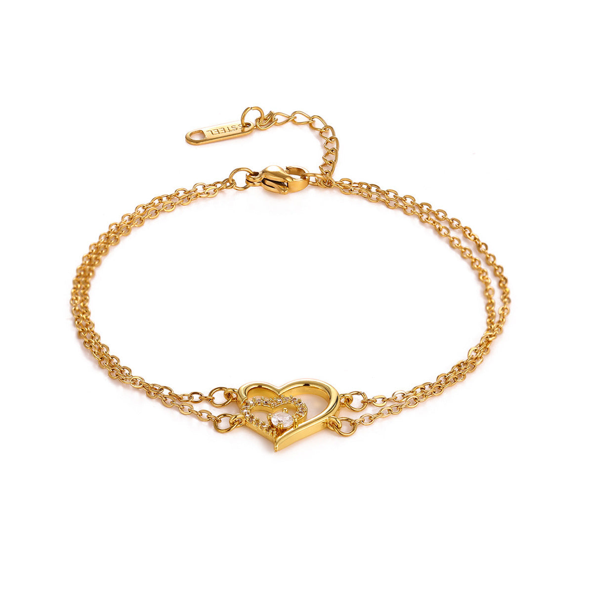 Adjustable Heart Zircon Bracelet