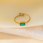 Women's Retro Green Zircon Necklace Bracelet - Viexta