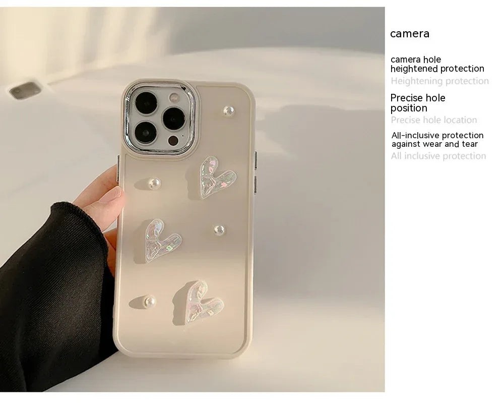 Milky White Pearl Heart iPhone Case - Viexta