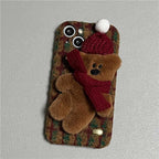 autumn-winter-red-plush-plaid-iphone-case - Viexta