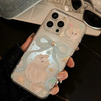 Glitter iPhone Case With Bow And Cat Charm Lanyard