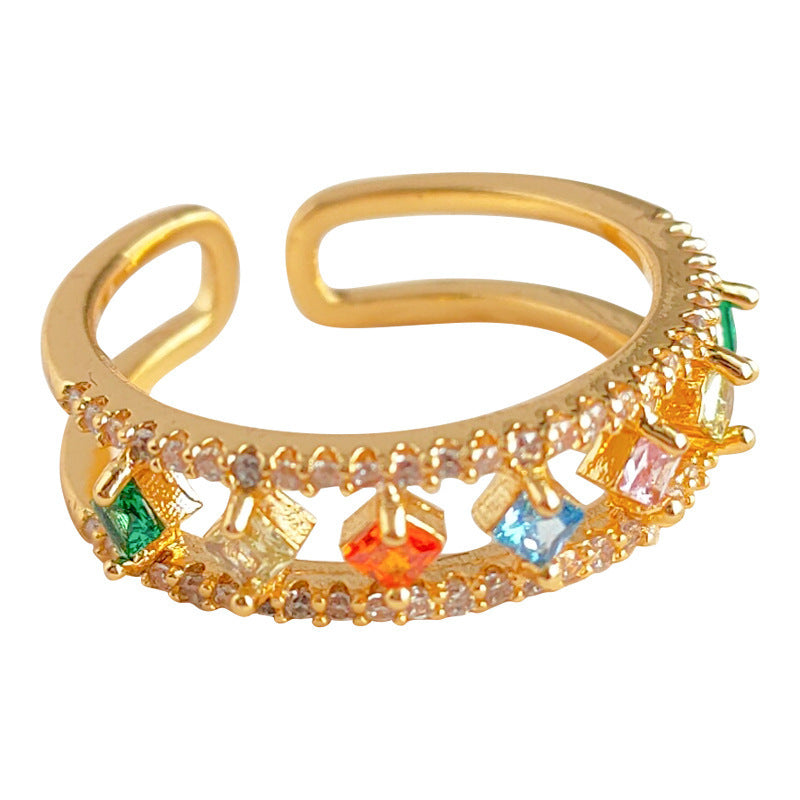 Light Luxury Color Zircon Ring