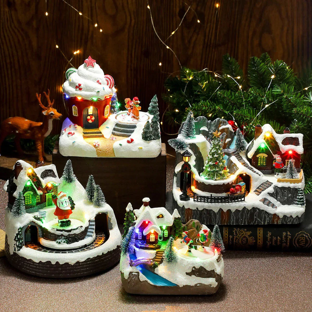 Christmas Rotating Resin Luminous Music Box Ornaments - Viexta
