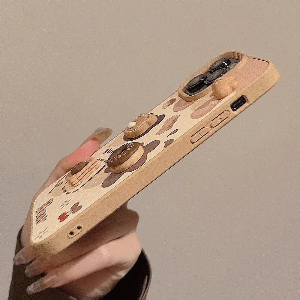 3D Cookie Bear iPhone Case In Leather Style - Viexta