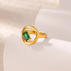 18K Gold Stainless Steel Open-end Zircon Ring