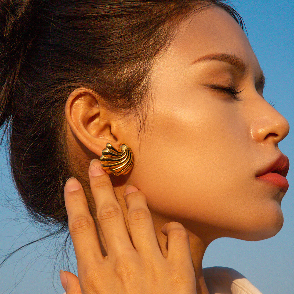 18K Gold Stainless Steel Shell Earrings