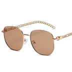 Oval Frame Metal Chain Sunglasses - Viexta