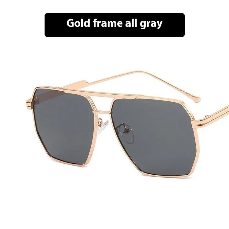 metal-double-beam-polygonal-sunglasses - Viexta