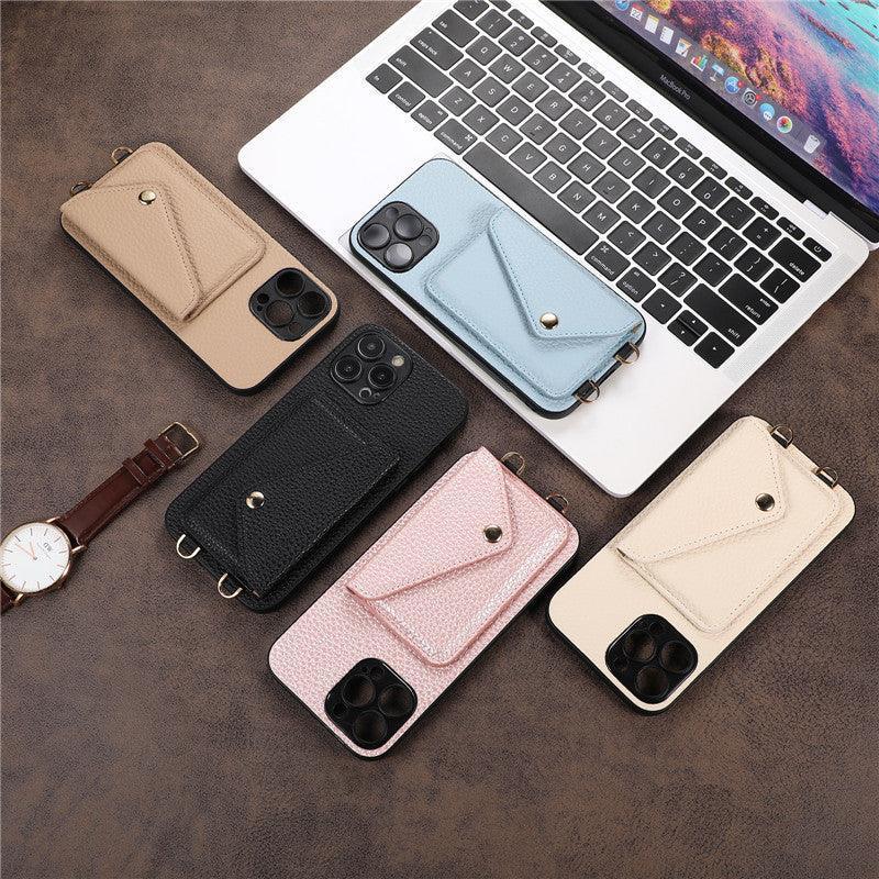 Solid Color Litchi Coin Purse iPhone Case - Viexta
