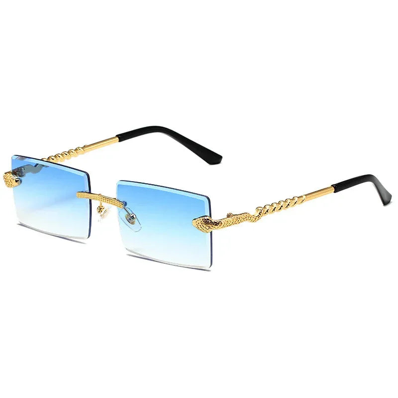 Snake Metal Cut Edge Square Sunglasses - Viexta