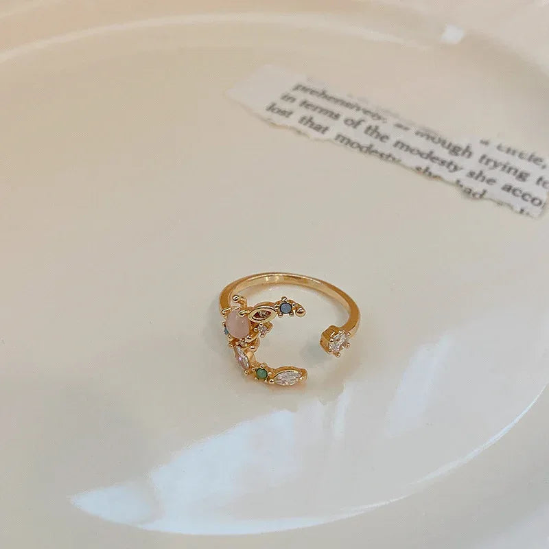 Micro Set Crystal Zircon Pearl Ring - Viexta