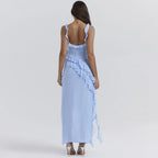 Ruffle Thigh High Split Dress - Viexta