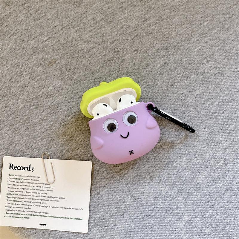 Cute Eyes Eggplant Earphone Case - Viexta