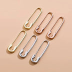 Safety-pin Zircon Earrings - Viexta