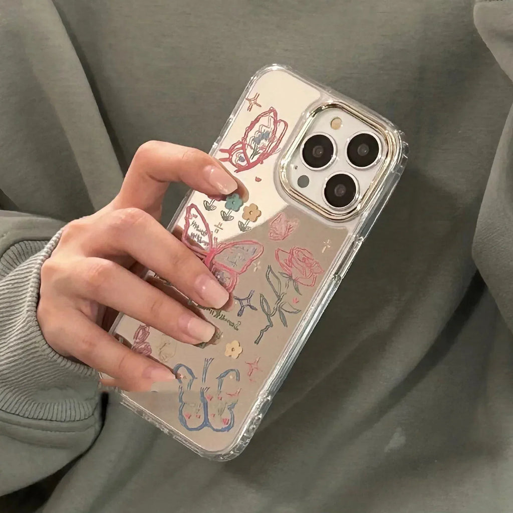 Mirror Graffiti Butterfly Silicone iPhone Case - Viexta