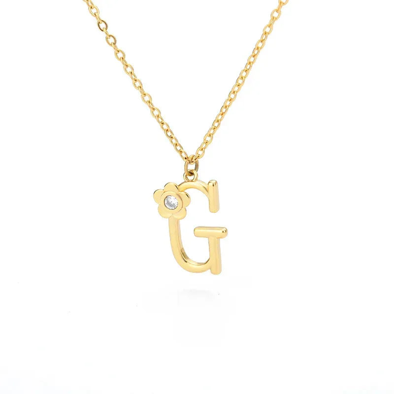 Rose English Alphabet Pendant Necklace - Viexta