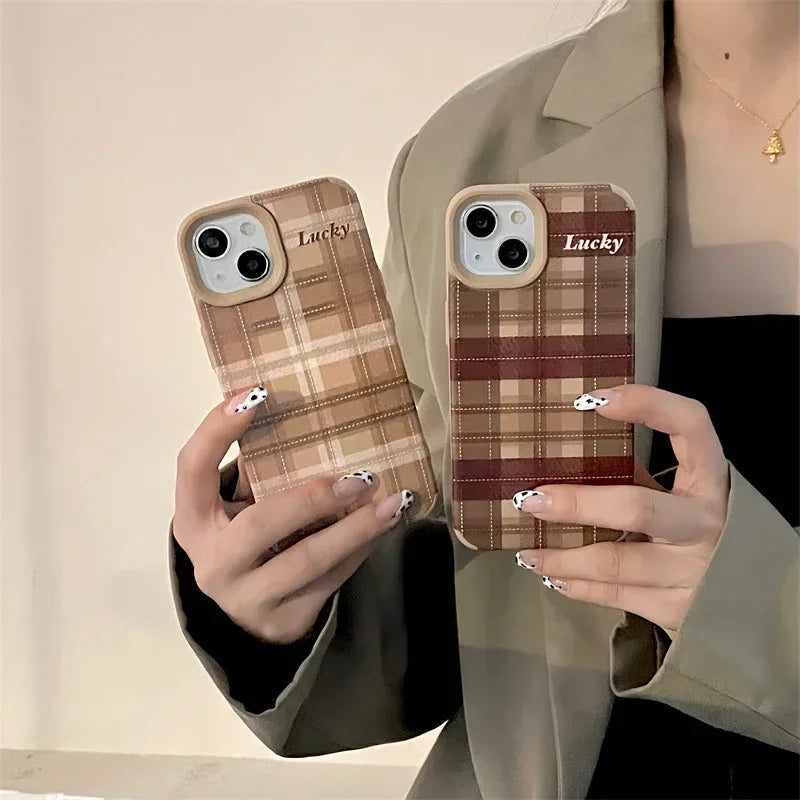 Plaid Letters Luck Phone Case - Viexta