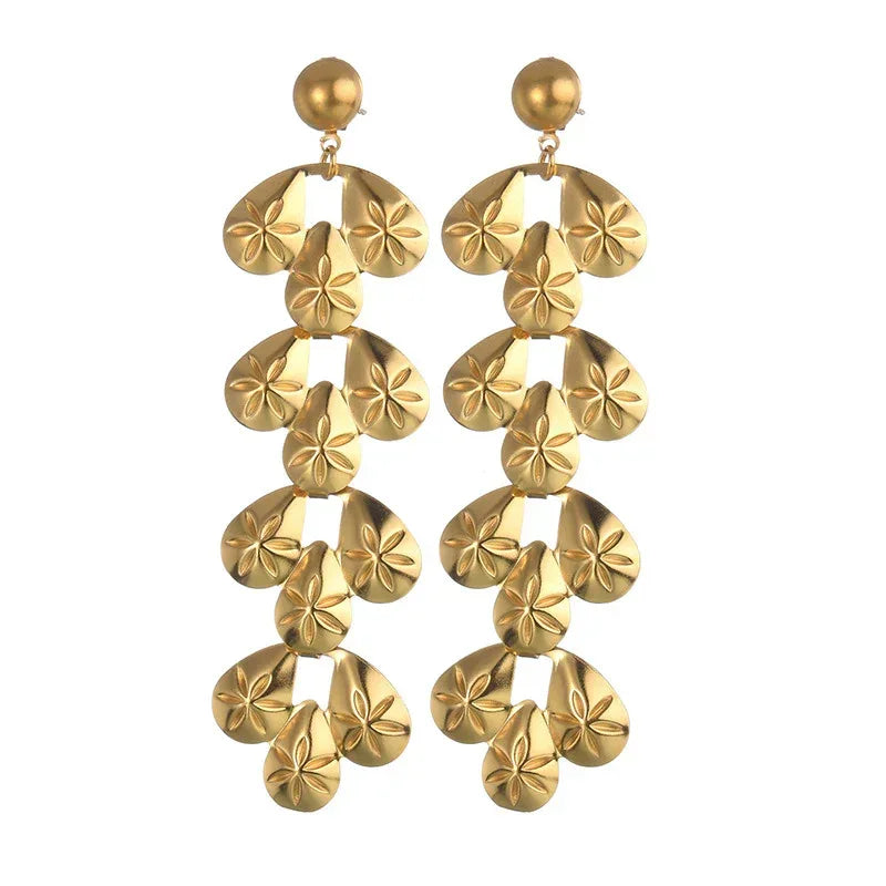 Exaggerated Titanium Steel Tassel Long Earrings - Viexta