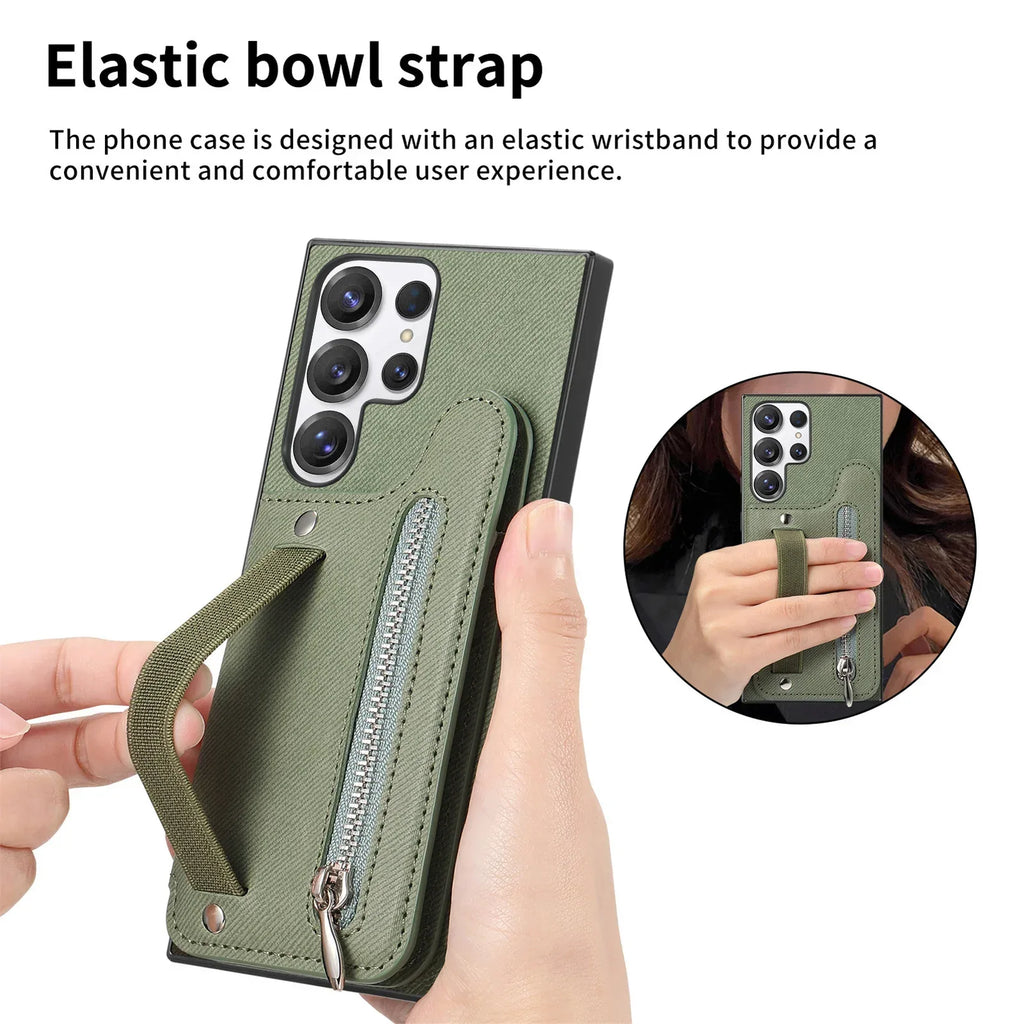 Wristband Wallet Card Holder Leather Samsung Case - Viexta