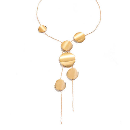 Long Trendy Wafer Hollow Necklace