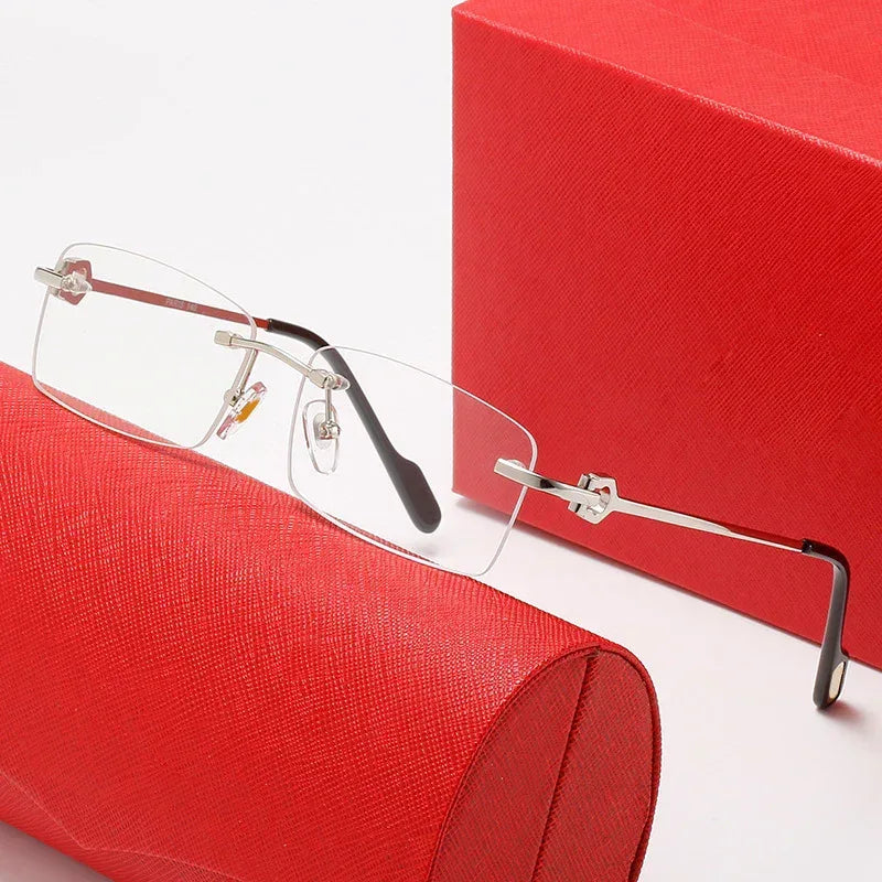Rimless Square Plate Sunglasses - Viexta