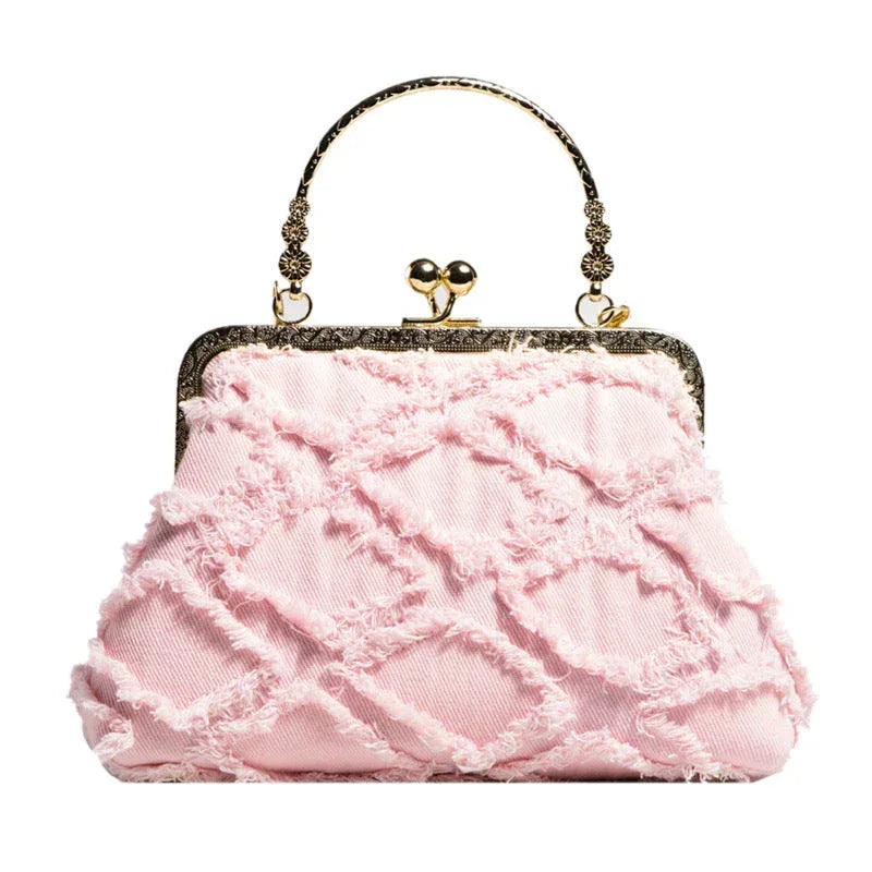 Denim Style Rhombus Clip Handbag - Viexta