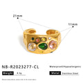 Retro Colorful Diamond Open Adjustable Ring