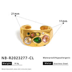 Retro Colorful Diamond Open Adjustable Ring