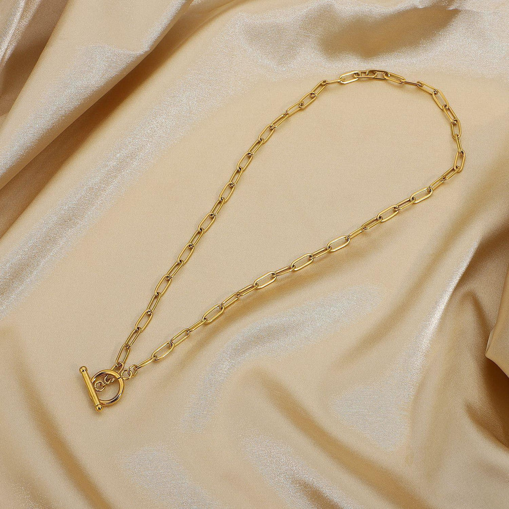 Vacuum Gold Plated Stainless Steel OT Necklace - Viexta