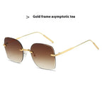 Frameless Trimming Square Metal Fashion Sunglasses - Viexta