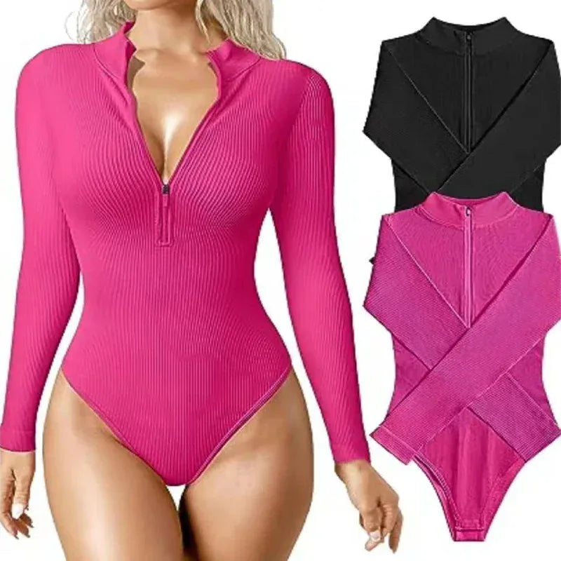Fashion Long Sleeve Zipper Jumpsuit - Viexta